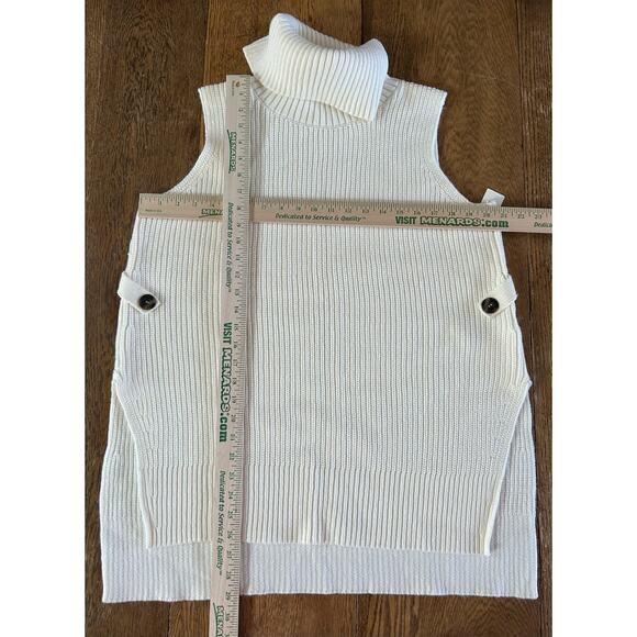New! Anthropologie Shaker Knit Tunic Sweater Vest Cream Chunky Button Sides Sz L - Picture 6 of 8